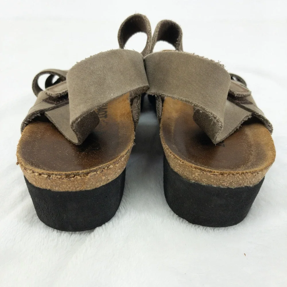 Naot‎ Kayla Sandals Womens US 6 EU 37 Gray Leather Cork Adjustable Straps